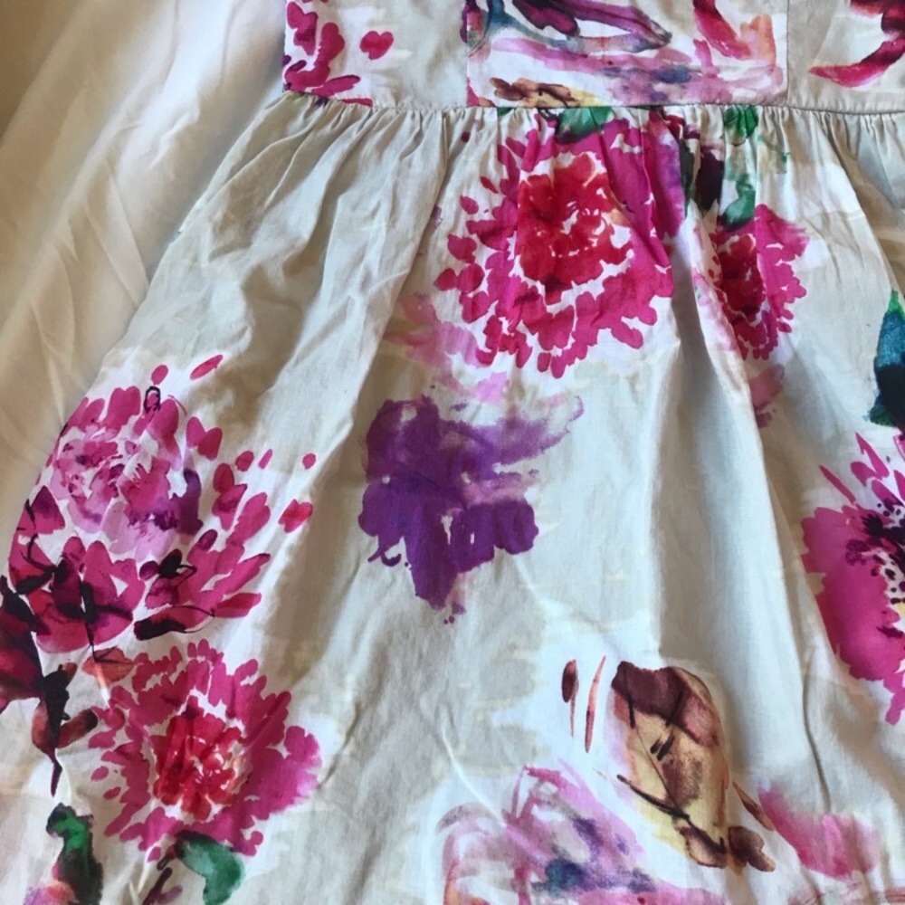 Watercolor Floral Sundress, Cream Pink and Purple, size Medium - Picture 4 of 16